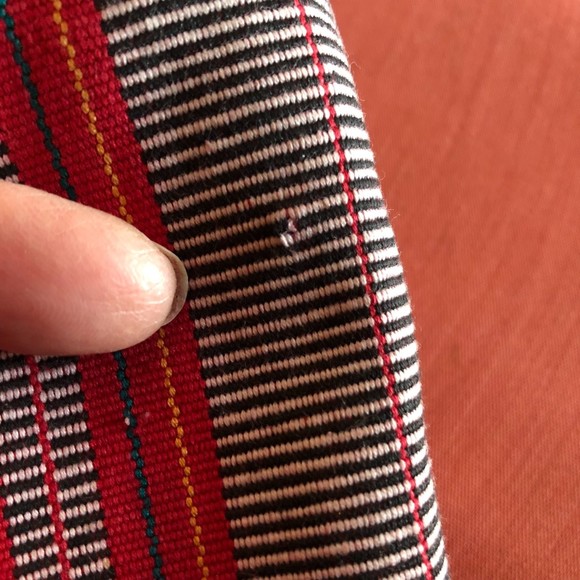 Vintage Red and Black Jacket from Thailand, incorporating ethnic weavings, XL - Picture 8 of 9